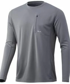 Coupon 🔥 HUK Men's Icon X Pocket Long-Sleeve Performance 👚 Shirt Sharkskin 🎁