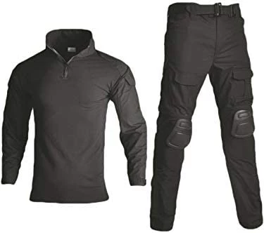 Coupon π HARGLESMAN Men's Tactical Military Suits Long Sleeve Fitting Amry Uniforms Combat π Shirt And Pants With Knee Pads Navyblue β¨ - Image 2