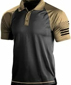 Best Sale 👍 TOMITANY Mens Polo 👚 Shirt Short Sleeve Quick Dry Fit Contrast ☀️ Summer Tees Tops (S-3XL) Black Brwon 😉