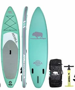 Best Sale 🔔 11' Foot Inflatable Stand Up Paddle Board (6 Inches Thick, 32 Inches Wide) ISUP, Bravo Hand Pump And 3 Piece Paddle, Travel 🎒 Backpack And Accessories New Leash Included Desert Sand 😍