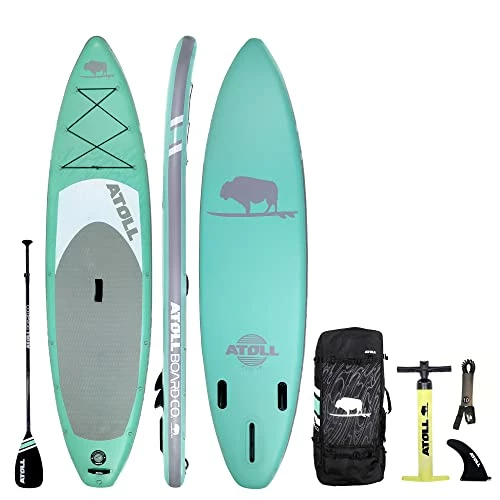 Best Sale 🔔 11' Foot Inflatable Stand Up Paddle Board (6 Inches Thick, 32 Inches Wide) ISUP, Bravo Hand Pump And 3 Piece Paddle, Travel 🎒 Backpack And Accessories New Leash Included Desert Sand 😍