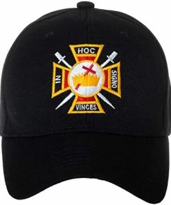 Wholesale ✔️ In Hoc Signo Vinces Knights Templar Masonic Embroidered Black Adjustable ⚾ Baseball Cap Solid 🛒