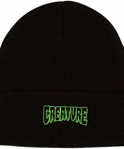 Flash Sale 😍 CREATURE Men's Logo Outline Long Shoreman Beanie Hats Black Void ✨