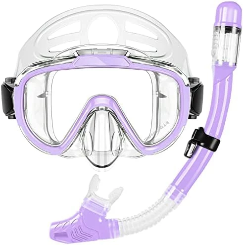 Wholesale ๐ Dry Top Snorkeling Gear For Adults, Panoramic Anti-Leak And Anti-Fog Tempered Glass Lens, Adults Adjustable Snorkeling Set, Scuba Diving Swimming Training Snorkel Kit With Mesh Bag B ๐ - Image 6