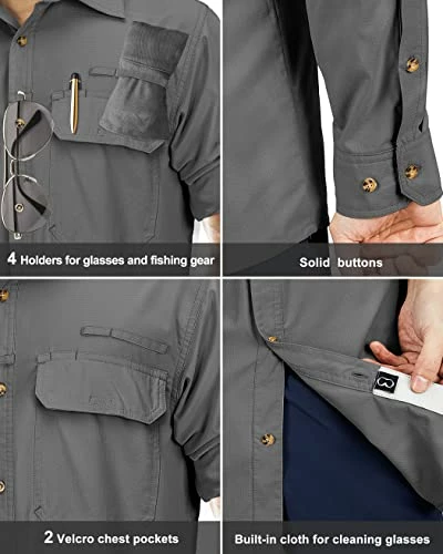 New π₯ 33,000ft Men's Long Sleeve Sun Protection π Shirt UPF 50+ UV Quick Dry Cooling Fishing π Shirts For Travel Safari Camping Hiking Loyal Blue π - Image 4