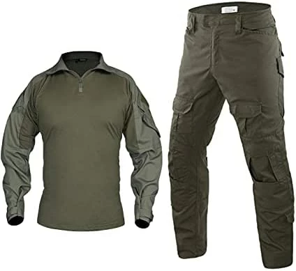 Coupon π HARGLESMAN Men's Tactical Military Suits Long Sleeve Fitting Amry Uniforms Combat π Shirt And Pants With Knee Pads Navyblue β¨ - Image 8