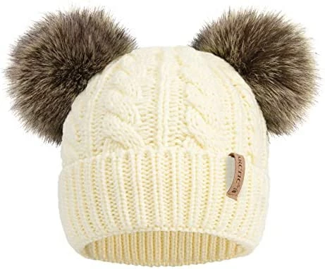 New ⭐ Arctic Paw Pom Pom Beanie Cable Knit Fleece Lined Winter Beanie 👩 Women Hat Dark Green ✨ - Image 13