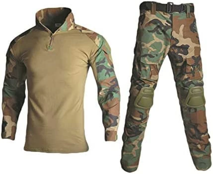 Coupon π HARGLESMAN Men's Tactical Military Suits Long Sleeve Fitting Amry Uniforms Combat π Shirt And Pants With Knee Pads Navyblue β¨ - Image 6