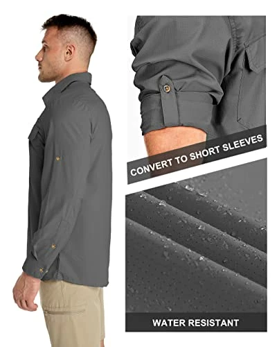 New π₯ 33,000ft Men's Long Sleeve Sun Protection π Shirt UPF 50+ UV Quick Dry Cooling Fishing π Shirts For Travel Safari Camping Hiking Loyal Blue π - Image 2