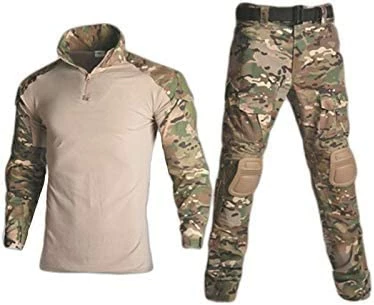 Coupon π HARGLESMAN Men's Tactical Military Suits Long Sleeve Fitting Amry Uniforms Combat π Shirt And Pants With Knee Pads Navyblue β¨ - Image 5