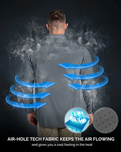 New π₯ 33,000ft Men's Long Sleeve Sun Protection π Shirt UPF 50+ UV Quick Dry Cooling Fishing π Shirts For Travel Safari Camping Hiking Loyal Blue π