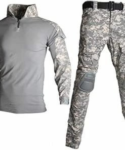 Coupon 😉 HARGLESMAN Men's Tactical Military Suits Long Sleeve Fitting Amry Uniforms Combat 👚 Shirt And Pants With Knee Pads Navyblue ✨