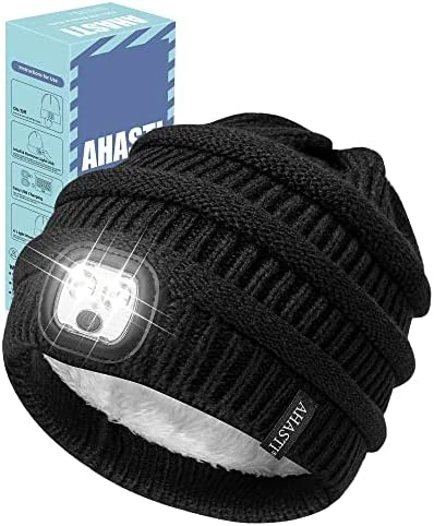 Flash Sale ๐งจ Beanie With Light For Kids, Hat With Light Built In Rechargeable Winter Warm Knitted Headlamp Caps For Toddler Children, Gift For Boys ๐ง Girls Led Beanie Hat Night Light Beanie Flashlight Hat(Black) ๐ - Image 2