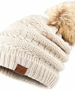 Promo 🎉 C.C Hatsandscarf Exclusives Unisex Solid Ribbed Beanie With Pom (HAT-43) 👏
