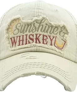 Hot Sale 🌟 Women's Sunshine & Whiskey Vintage ⚾ Baseball Hat Cap Black/tan 🔔