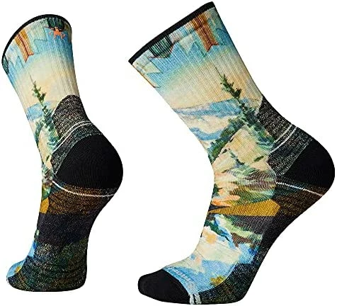 Flash Sale 🔔 Smartwool 👩 Womens Performance Hike Light Cushion Mountain Print Crew Mist Blue 👍