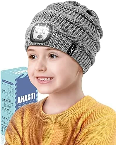 Flash Sale ๐งจ Beanie With Light For Kids, Hat With Light Built In Rechargeable Winter Warm Knitted Headlamp Caps For Toddler Children, Gift For Boys ๐ง Girls Led Beanie Hat Night Light Beanie Flashlight Hat(Black) ๐ - Image 3