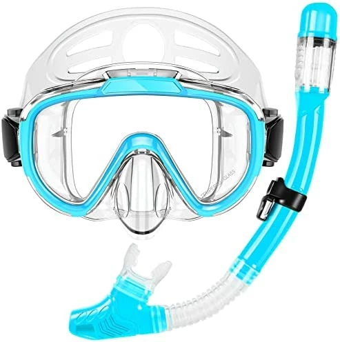 Wholesale ๐ Dry Top Snorkeling Gear For Adults, Panoramic Anti-Leak And Anti-Fog Tempered Glass Lens, Adults Adjustable Snorkeling Set, Scuba Diving Swimming Training Snorkel Kit With Mesh Bag B ๐ - Image 5