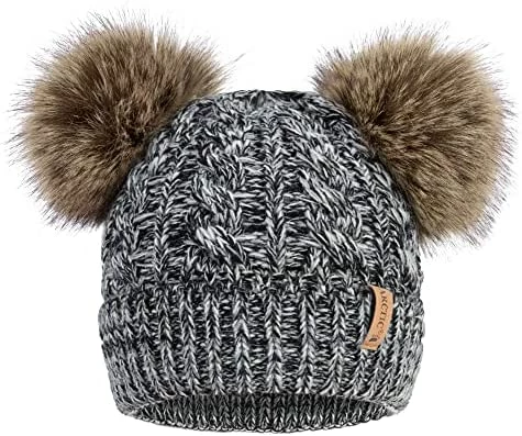 New ⭐ Arctic Paw Pom Pom Beanie Cable Knit Fleece Lined Winter Beanie 👩 Women Hat Dark Green ✨ - Image 10