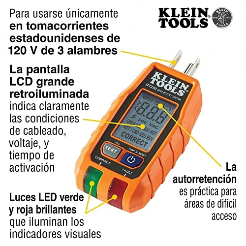 Outlet ๐ RT250 GFCI Outlet Tester With LCD Display, Electric Voltage Tester For Standard 3-Wire 120V Electrical Receptac ๐