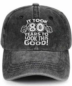 Best Pirce 👏 SHANVANKE 80th 🎂 Birthday Decorations For Men 👩 Women, It Took 80 Years To Look Good Hat, Funny Adjustable Cotton ⚾ Baseball Cap 80th 🎂 Birthday Embroidered Black 🔥