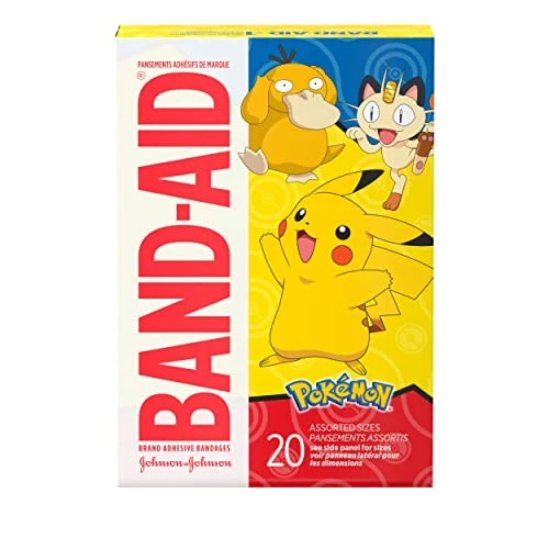 Buy 👍 Brand Adhesive Bandages For Minor Cuts & Scrapes, Wound Care Featuring Pokémon Characters For Kids, Assorted Sizes 20 Ct 🤩