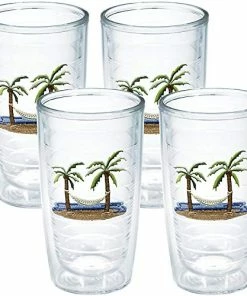 Cheapest 🤩 Tumbler Palm And Hammock 16-Ounce Double Wall Insulated Tumbler, Set Of 4 - 1035978 Unlidded 🔥