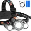 Buy 🔥 Soprut LED Headlamp Rechargeable, 6000 Lumen, Zoom & 90° Adjustable Head Lamp, HeadLamps For Adults, IPX4 Waterproof, Headlight For Outdoors, Camping, Running, Fishing, Cycling 🔥