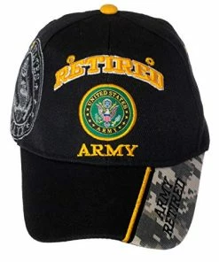 Buy ⌛ Officially Licensed US Army Retired ⚾ Baseball Cap In Black & Digital Camo ⌛