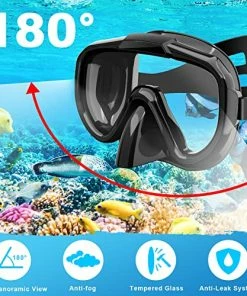 Wholesale 🌟 Dry Top Snorkeling Gear For Adults, Panoramic Anti-Leak And Anti-Fog Tempered Glass Lens, Adults Adjustable Snorkeling Set, Scuba Diving Swimming Training Snorkel Kit With Mesh Bag B 🎉