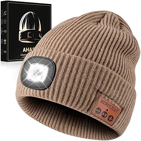 Deals ๐ฅฐ AHASTI Bluetooth Beanie Hat With Light For Men, Rechargeable 4 Led Headlamp Cap Wireless Headphones, Gifts For Men Dad Teen Gray โ - Image 6