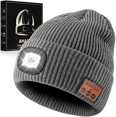 Deals ๐ฅฐ AHASTI Bluetooth Beanie Hat With Light For Men, Rechargeable 4 Led Headlamp Cap Wireless Headphones, Gifts For Men Dad Teen Gray โ - Image 8