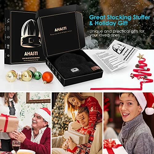Deals ๐ฅฐ AHASTI Bluetooth Beanie Hat With Light For Men, Rechargeable 4 Led Headlamp Cap Wireless Headphones, Gifts For Men Dad Teen Gray โ - Image 2